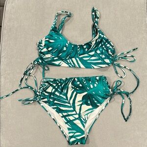 Tropical Leaf Print Bikini Set